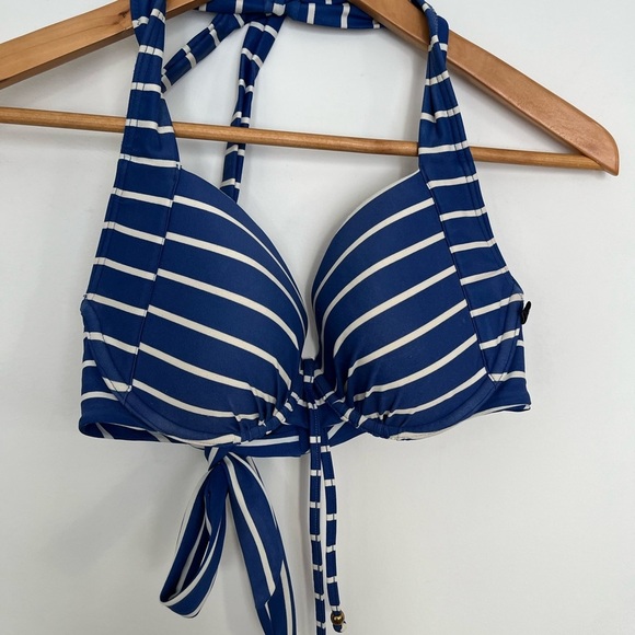 Striped Blue and White Bikini Top - Picture 2 of 6